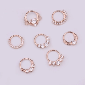 Roségoldene Septum-Nasenringe-Set mit klarem Zirkon in verschiedenen Designs