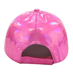 Casquette de baseball laser rose métallique en cuir PU réfléchissant avec sangle réglable