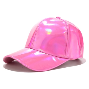 Casquette de baseball laser rose métallique avec fini holographique et 6 panneaux