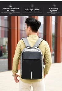 Modern waterproof business backpack with ergonomic breathable back system and laptop storage
