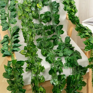 Lush artificial ivy hanging vines with realistic variegated leaves for ceiling decor