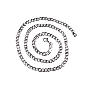 Men's hiphop silver titanium steel Cuban link chain necklace with lobster clasp