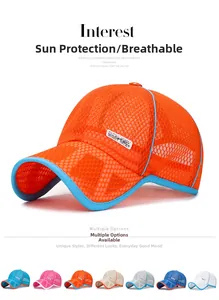 Breathable mesh kids sports sun hat in orange and various colors for outdoor sun protection