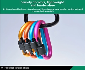 Set of 8cm D-ring locking carabiners in multiple anodized aluminum colors for backpacks