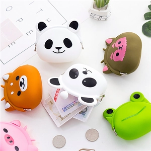 Mini silicone animal coin purses with metal clasps featuring panda and frog designs