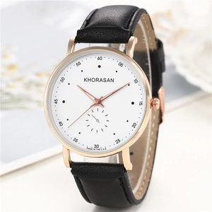 Montre à quartz Khorasan minimaliste avec boîtier en or rose et bracelet cuir