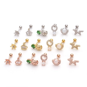 Lot de 18 boucles d'oreilles en acier inoxydable avec motifs ananas et couronnes