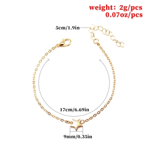 Golden star pendant bracelet for women with 17cm chain and 5cm extension