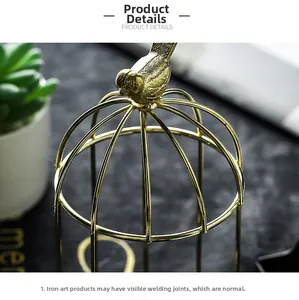 Detailed macro view of the golden metal bird cage finial with bird sculpture ornament