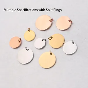 Mirror Polished Stainless Steel Round Disc Pendants Blank Flat Circle Charms With Jump Rings DIY Jewelry Making Accessories