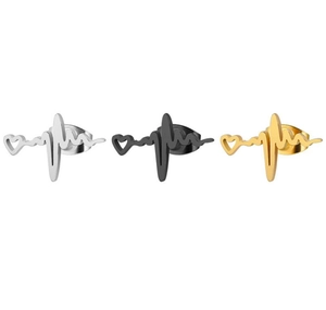 Detailed view of pulse wave rings in polished silver, black, and gold metal finishes
