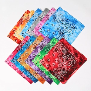 Paisley Bandana Pure Cotton Tie Dye Square Scarf For Hip Hop Street Dance Outdoor Cycling Unisex Headwear