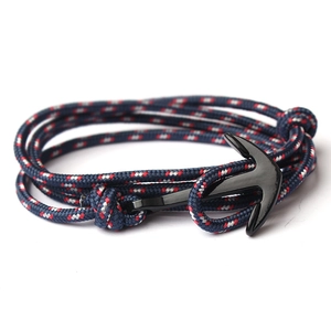 Nautical Anchor Braided Rope Wrap Bracelet Alloy Marine Sailing Handmade Fashion Jewelry Gift For Men Women Casual Style