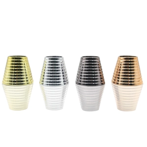 Detail showing spiral textured ponytail cuffs in gold, silver, grey and bronze finishes