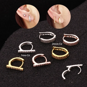 Copper Cubic Zirconia Cartilage Earring Helix Piercing Huggie Hoop Micro Pave Minimalist Jewelry For Women