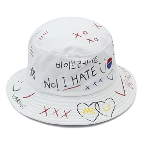 Graffiti Print Bucket Hat Cotton Reversible Streetwear Hip Hop Sun Protection Unisex Casual Outdoor Fisherman Cap
