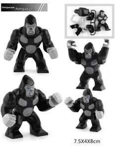 Detail of buildable gorilla figure with movable joints and 7.5x4x8cm size breakdown