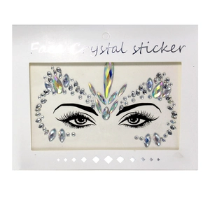 Detailed packaging view of crystal face stickers for masquerade and party makeup