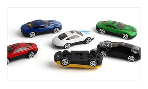 Detailed close-up of a 6-piece colorful toy car set with racing decals and smooth finish
