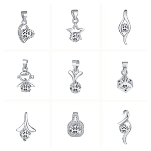 Heart Star Waterdrop Geometric Pendant Necklace Platinum Plated Copper Cubic Zirconia For Women Elegant Jewelry Accessories