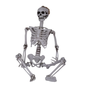 Life-size realistic sitting skeleton model for Halloween haunted house and bar decorations