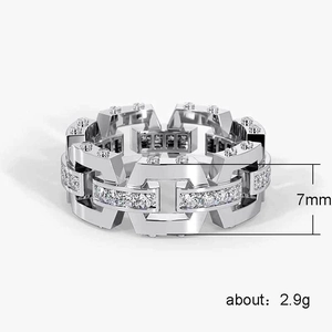 Men's 7mm rose gold plated chain ring with cubic zirconia inlay for business attire