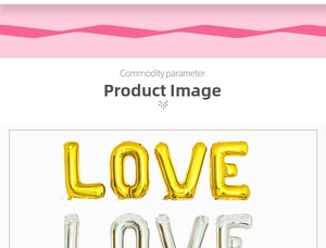 Vue détaillée des ballons en aluminium LOVE dorés et argentés pour décoration de mariage