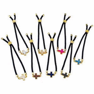 Braccialetti a croce regolabili con corda intrecciata e finitura glitterata in 8 colori