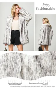 Macro shot of soft black and white acrylic faux fur texture on a long winter coat