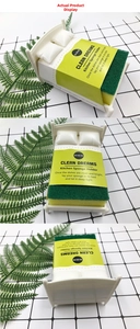 Mini bed shaped kitchen sponge holder with pillow and yellow green sponge detail