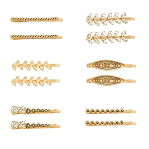 Pinces À Cheveux En Alliage Et Strass Vintage Ton Or Motif Fleur Feuille Géométrique Coiffe Élégante Pour Femmes