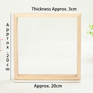 20x20cm square wooden DIY frame with 3cm thickness for kids' painting and art
