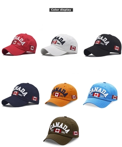 Detaillierte Farbauswahl der Kanada Baseballkappen mit 3D-Stickerei und Flaggenlogo
