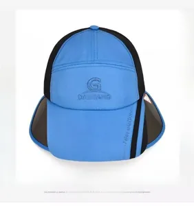 Detail view of the breathable quick-dry fabric and ear flap on the outdoor sun hat