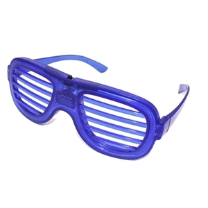 Blue LED shutter glasses with heart-shaped frames and built-in glowing party lights