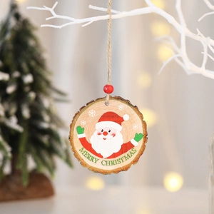 Creative wooden Christmas ornament with red Santa Claus and Merry Christmas text