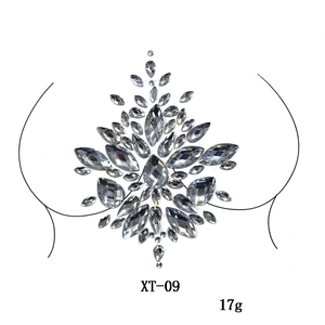 Resin crystal body jewels with symmetrical teardrop design for music festivals