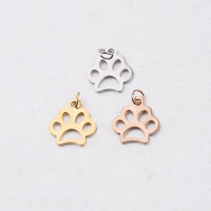 Pendentifs Empreinte De Patte Creuse Acier Inoxydable 304 Poli Accessoires De Fabrication De Bijoux DIY Avec Anneaux Ouverts