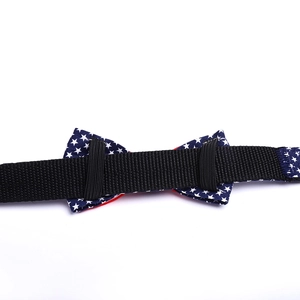 Detail of the elastic bands on the back of the American flag pattern pet bow tie