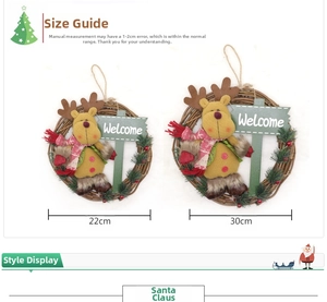 Size comparison for reindeer Christmas wreaths with Welcome sign in 22cm and 30cm diameters