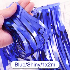 Tenda a frange blu in alluminio 1x2m per decorazioni murali di compleanno e Natale