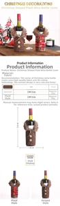 Detailed size chart for Christmas wine bottle covers with stripe and plaid patterns