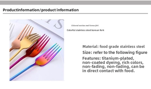 Close-up of titanium-plated stainless steel forks in various metallic colors