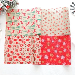 Christmas cotton linen table runner set with reindeer and snowflake prints