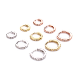 Mini round zircon huggie earrings set in silver, gold and rose gold finishes