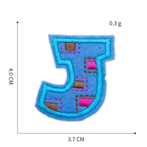 Detail view of blue embroidered number 3 patch showing 4.0cm height and 3.7cm width dimensions