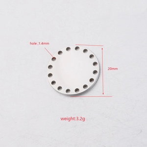 Polished stainless steel round pendant with 16 holes for DIY jewelry making 20mm