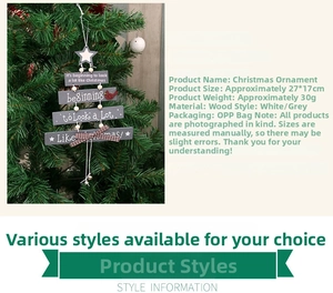 Close-up of wooden Christmas tree hanging ornament with stars and red bird accents