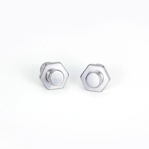 Vintage stainless steel hexagonal screw stud earrings for men and women in silver finish