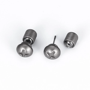 Industrial style screw head stud earrings in gunmetal steel with cross-head design